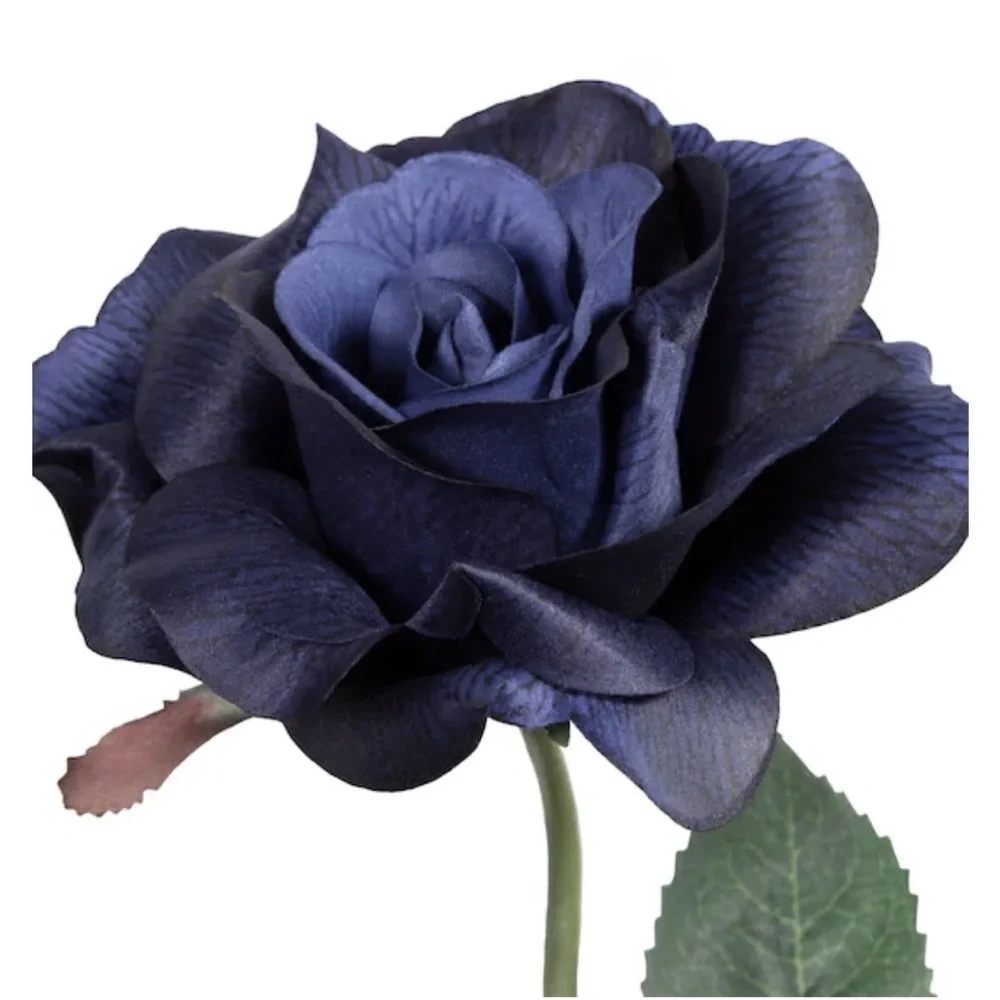 Elegant Blue Faux Artificial Long Stem Rose 28” Long